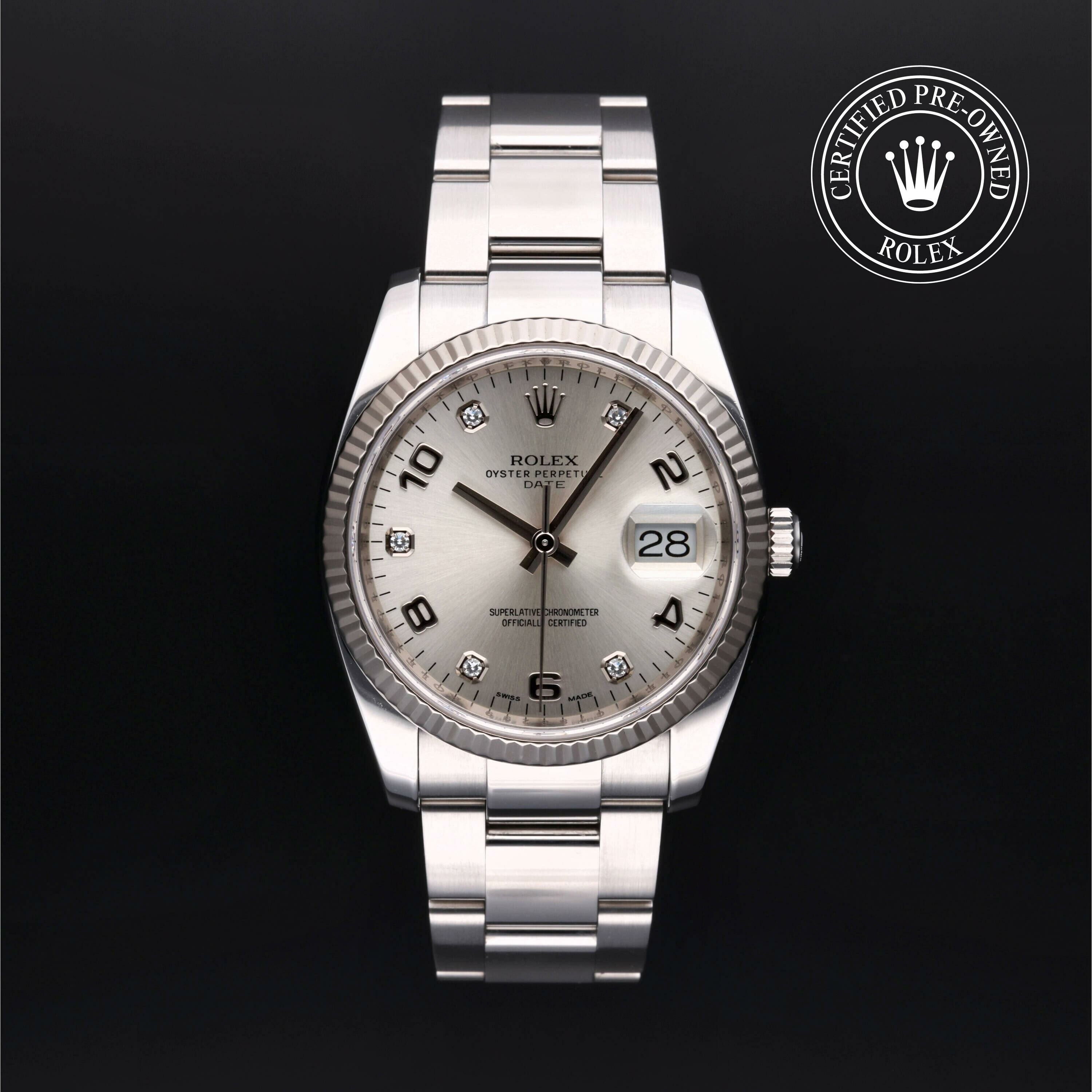Rolex Date 34 in Rolesor 18 Carat White M115234-0012 at Ferret