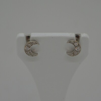Boucles d'oreilles Lune 5 diamants