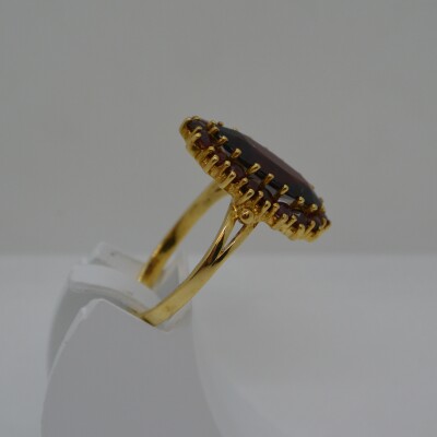 Bague Quartz fumé grenat