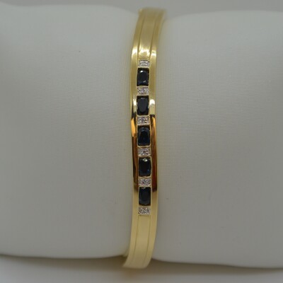 Bracelet jonc Diamants et Saphirs