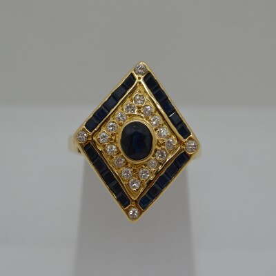 Bague forme Losange Saphirs et Diamants