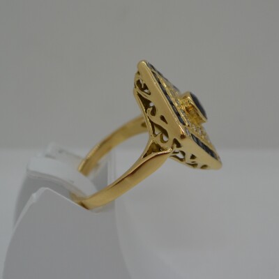Bague forme Losange Saphirs et Diamants