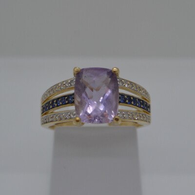 Bague Améthyste, Diamants et Saphirs