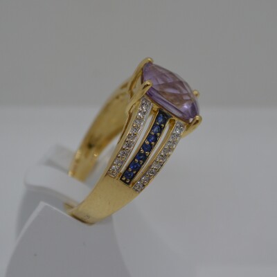 Bague Améthyste, Diamants et Saphirs
