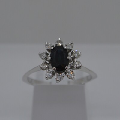 Bague Marguerite Saphir et Diamants