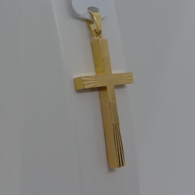 Pendentif Croix Strié Grand Modèle