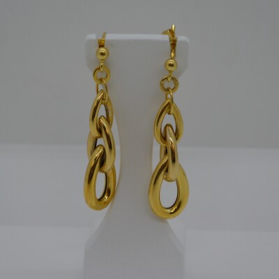 Boucles d'Oreilles Pendantes 3 Anneaux Ovales