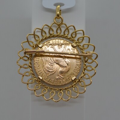 Pendentif / Broche Porte Pièce 20 Frs