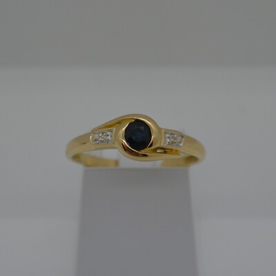 Bague Saphir Rond et Diamand