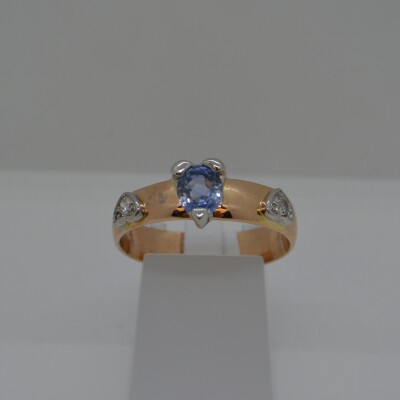Bague Fantaisie Topaze Bleue et Diamants