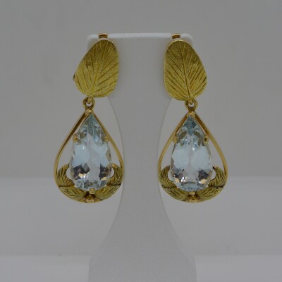 Boucles d'Oreilles Fantaisie Aigue Marine Poire