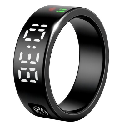 Pixel Nera Bague connectée en acier PVD noir écran LCD 8 mm