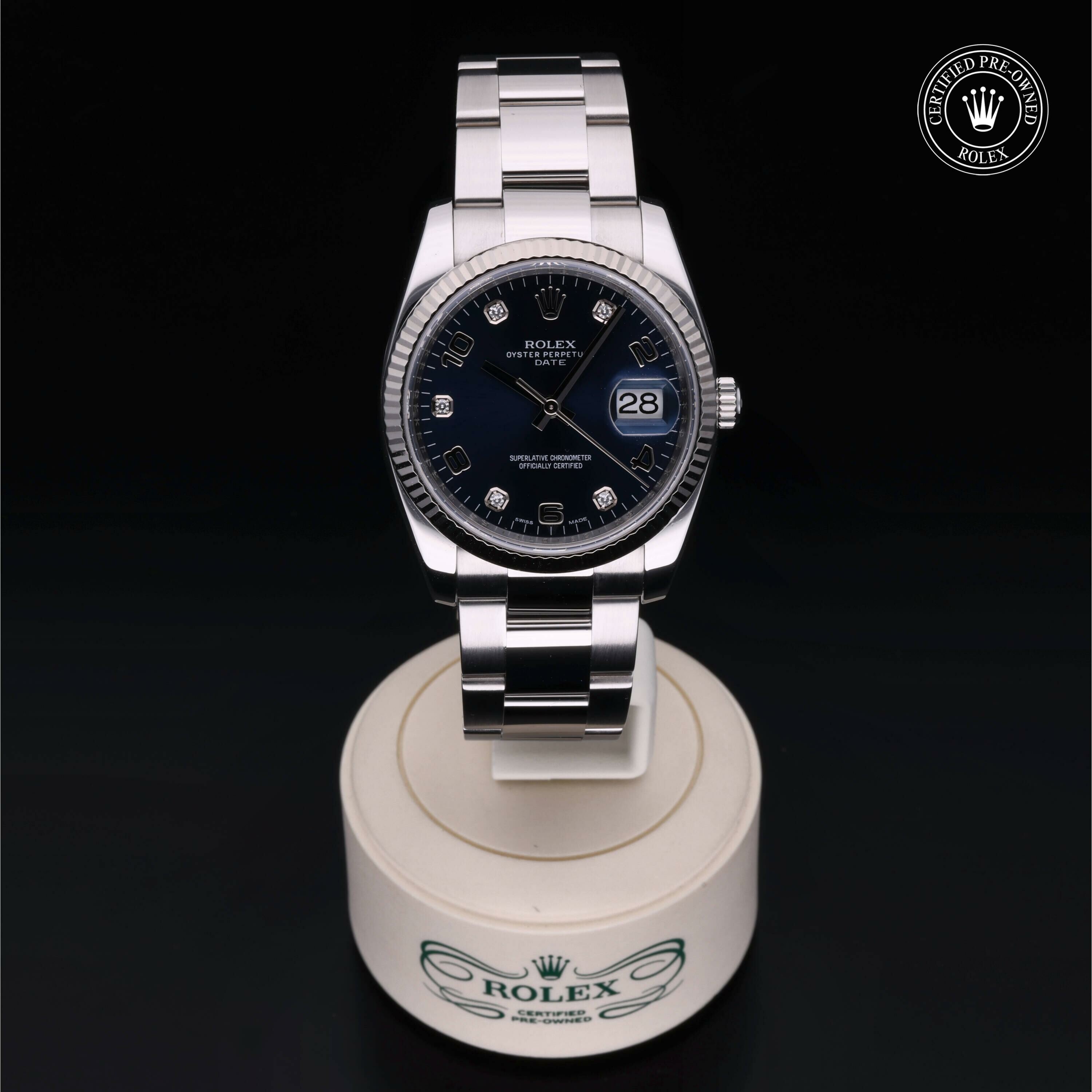 Rolex Oyster Perpetual Date en Rolesor 18 Carat Gris M115234-0008 chez Frojo
