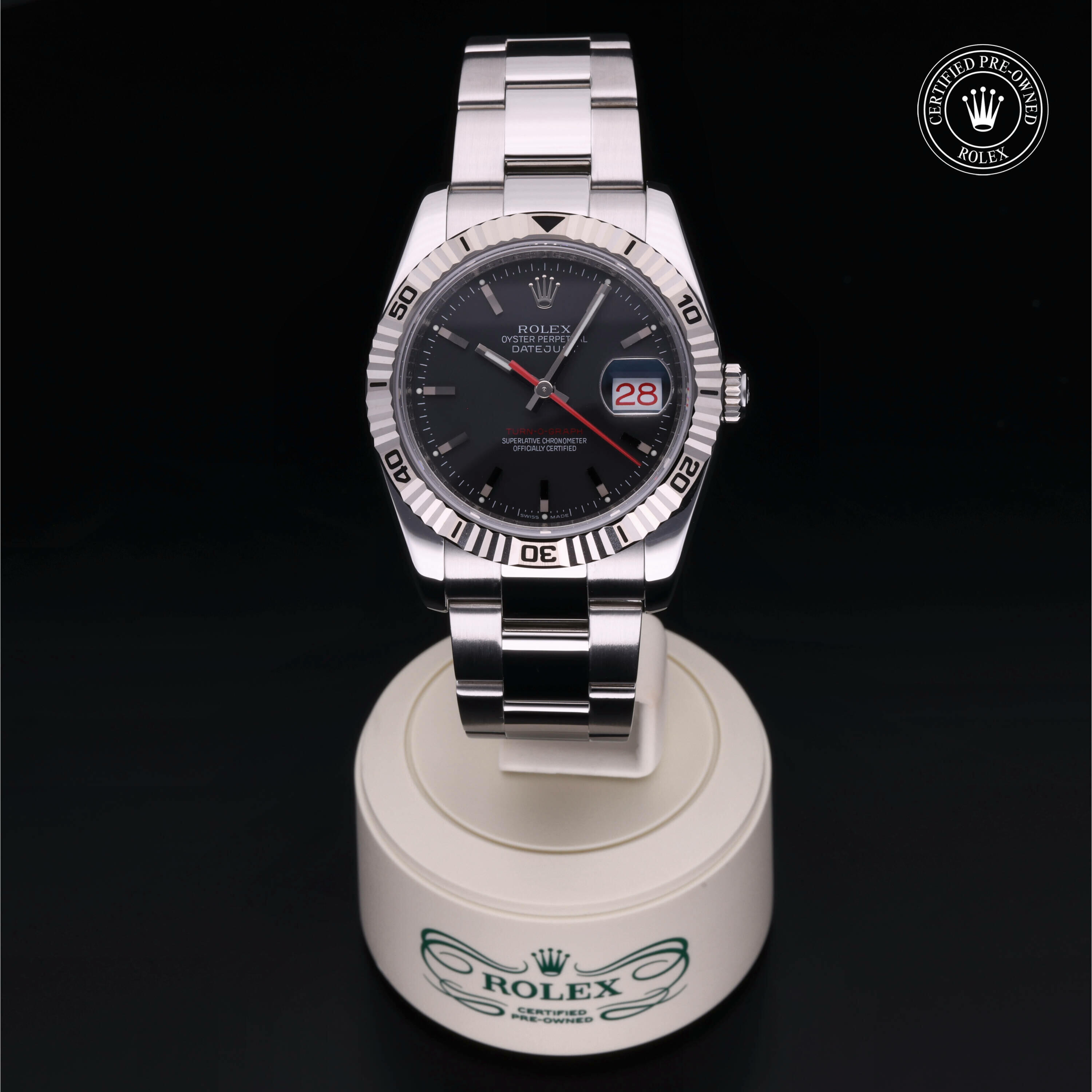 Rolex Datejust Turn-O-Graph en acier Oystersteel et or gris M116264-0011 chez Frojo