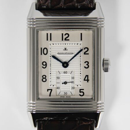 Montre Jaeger Lecoultre Grande Reverso 976 mécanique acier cadran argent bracelet alligator noir