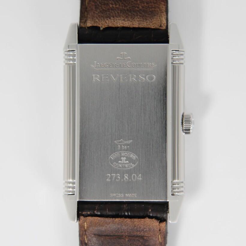 Montre Jaeger Lecoultre Grande Reverso 976 mécanique acier cadran argent bracelet alligator noir