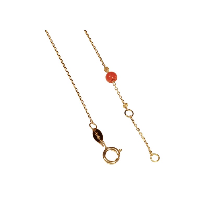 Collier Maria Battaglia Acqua Coeur Corail Carla-Maria en or jaune et corail