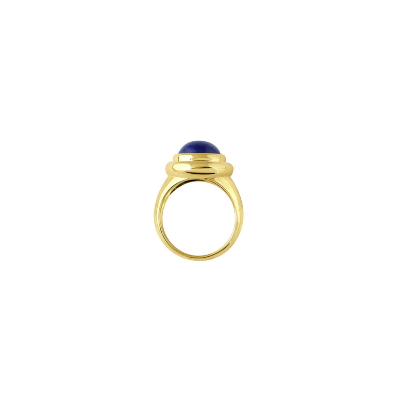 Bague Frojo Maglia or jaune godron cabochon saphir bleu