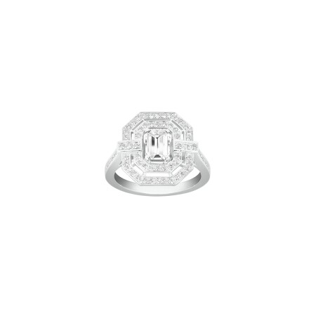 Bague Frojo Scala GM centre diamant taille radiant pavés diamants et corps en or blanc semi pavé diamants