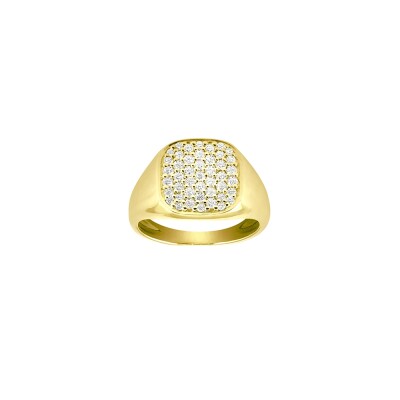 Bague chevalière Frojo Scala GM forme carrée diamants or jaune