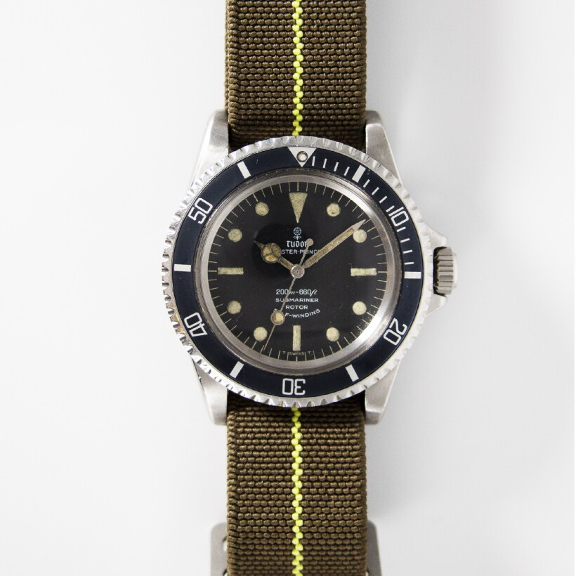 Montre Tudor Oyster Prince "SUBMARINER" 7928 automatique acier cadran noir bracelet tissu 40mm