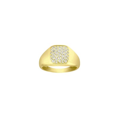 Bague chevalière Frojo Scala PM forme carrée diamants or jaune