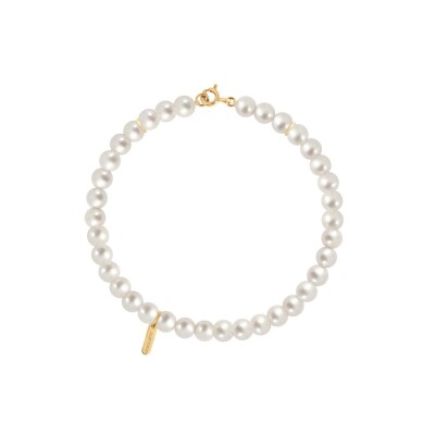 Bracelet Claverin Timeless 4 en or jaune et perles blanches