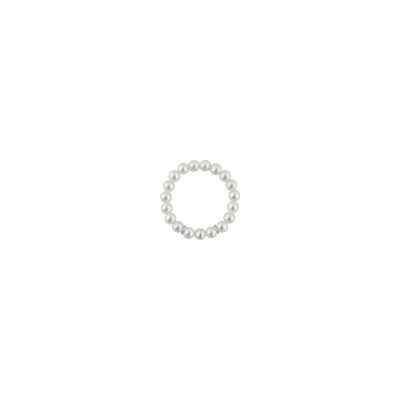 Bague Claverin Timeless en or blanc et perles blanches