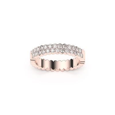 Alliance Frojo deux rangs or rose diamants