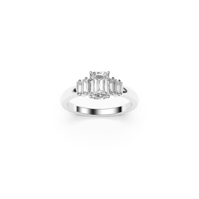 Bague Frojo diamant central taille émeraude 4 diamants baguettes