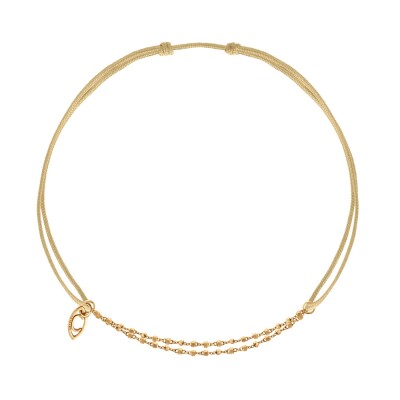Bracelet de cheville sur cordon Charlet Diamantée en or jaune