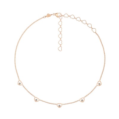 Collier Choppard My Happy Hearts 5 Coeurs or rose et diamants