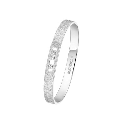 Bracelet Messika Bangle Move Noa ciselé en or blanc et diamants