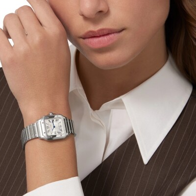 Montre Santos de Cartier, Petit Modèle, mouvement à quartz, acier