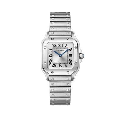 Montre Santos de Cartier, Petit Modèle, mouvement à quartz, acier