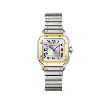 Montre Santos de Cartier, Petit Modèle, quartz, or jaune et acier