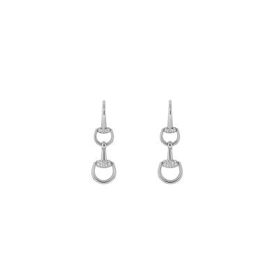 Pendants d’oreilles Gucci Horsebit en or blanc et diamants