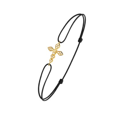 Bracelet Akillis Cordon Python en or jaune et diamants