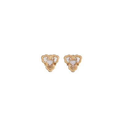 Boucles d'oreilles Buccellati Coeur Opera Tulle en or jaune, blanc et diamants