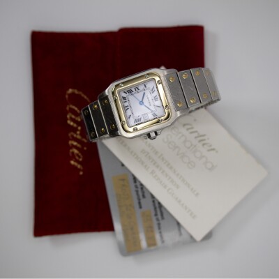 Montre Cartier Santos galbé GM, or et acier