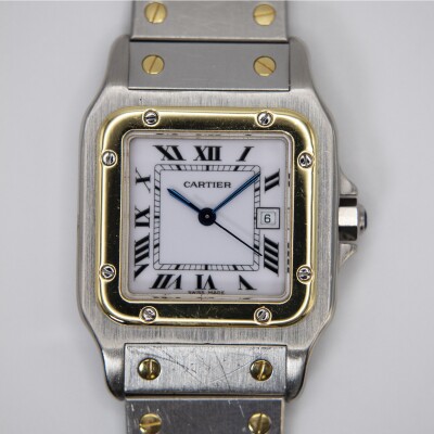 Montre Cartier Santos galbé GM, or et acier