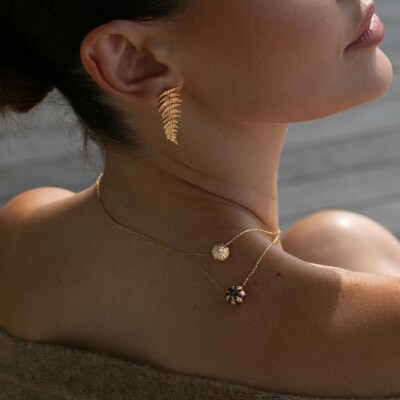 Collier Maria Battaglia Acqua Oursin PM en or jaune et diamants