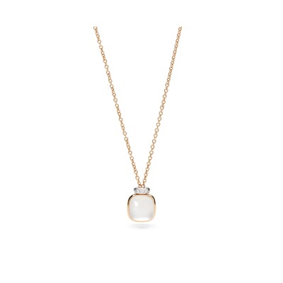 Collier Pomellato Nudo en or rose, or blanc, diamants et qualtz milky