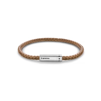 Bracelet le gramme Câble cuir camel,  7 grammes