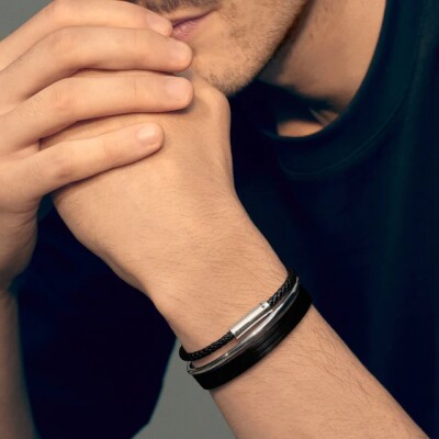 Bracelet le gramme Câble cuir noir, 7 grammes