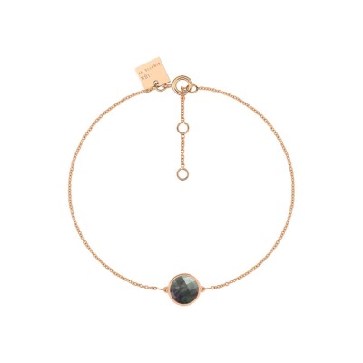 Bracelet Ginette NY MINI PIXIE EVER BLACK MOP DISC en or rose et nacre