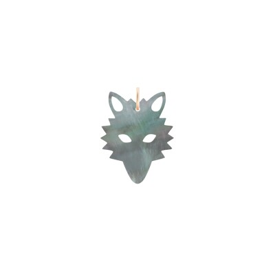 Pendentif Ginette NY BLACK MOP WOLF CHARM en or rose et nacre