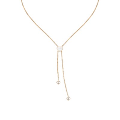 Collier Cravate Chopard Happy Hearts en or rose, nacre et diamants
