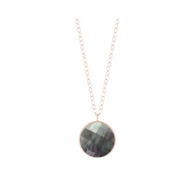 Collier Ginette NY JUMBO PIXIE EVER BLACK MOP DISC en or rose et nacre