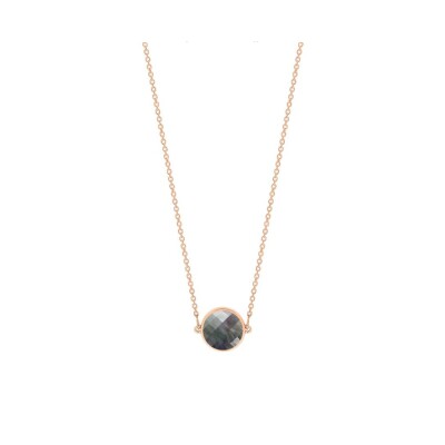 Collier Ginette NY MINI PIXIE EVER BLACK MOP DISC en or rose et nacre